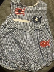 Funtasia Too Dallas Baby Girl Patriotic Fish Ruffled Seersucker 6 Months