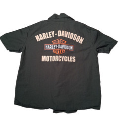 Harley Davidson Motorcycles Youth 2T Army Green Button Down Short Slv Biker Kid