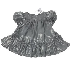 NWT Baby Gap Girls 3-6 Month Silver Metallic Lined Ruffle Special Occasion Dress