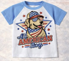 Toddler All American Boy T‑Shirt – Patriotic Dog Graphic Tee – FREE SHIPPING