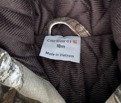 NWT-Carhartt Realtree Hooded Camo Quilt Lined Canvas Coat Baby/toddler 18Months