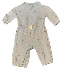 Carter’s Baby Winter Romper, Light Blue Pink Brown Heart Print, 6M