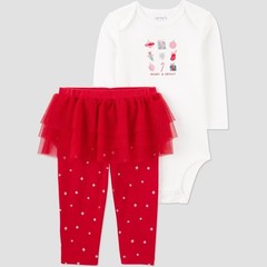 Carter’s Baby Girls’ 3m Christmas “Merry & Bright” 2pc Top & Bottom (w Tutu) Set