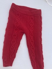 Jamie And Jack Red Cable Knit Infant Trousers 6-12M Christmas Holiday