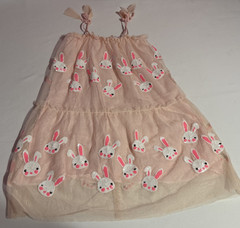 Pink Tulle Sleeveless Dress Sequin Bunny Accent Girls Sleeveless Party Easter