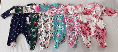 Lot of 6 Baby Girl Footed Sleep & Play Pajamas Newborn 0-1M Mixed Brands