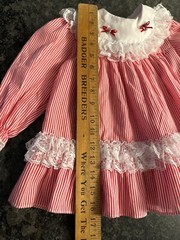 Bryan & Co baby girls toddlers dress red white striped sz 24 mos collar lace USA