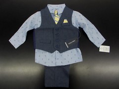Infant Boys Nautica $50 4pc Dark Blue Vest Suit Sizes 12Mth., 18Mth. & 24Mth.