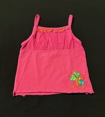 Childrens Place size 4T bright pink ruffled tank with flower applique