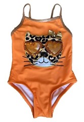 FLAPDOODLES KIDS’ LEOPARD ONE-PIECE Leopard,orange SWIMSUIT-2T/Cat Hearts 🧡