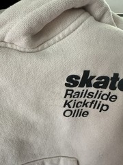 Zara Beige Skateboarding Graphic Fleece Hoodie 2 Years Hooded Pockets