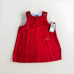 Tommy Hilfiger Red Dress Infants Size 12-18 Mos Sleeveless Button Strap NWT