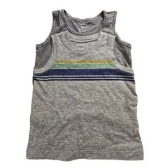 Carters Baby Boy 12M Tank Top Set 2 Pack Heather Gray Striped Sleeveless Shirts