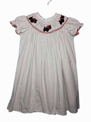 Marmellata 3T White Polkadot Smocked Bishop Dress with Scottish Terriers
