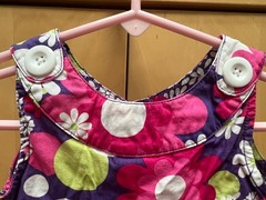 Okie-Dokie. 2T Dress. Purple, White, Pink, Green Flowers. Big Buttons