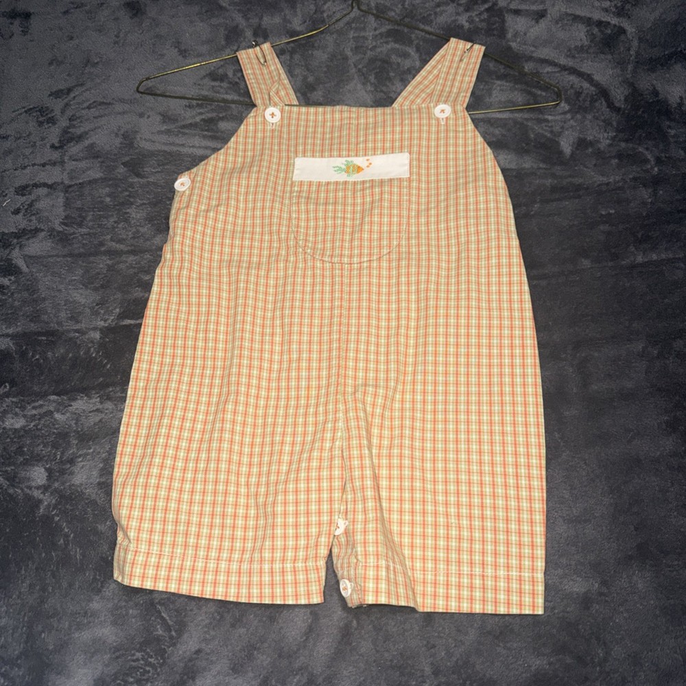 Strasburg 24 Month Romper Plaid Goldfish Green Orange
