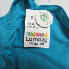 Lamaze Organic Baby Size 18M Short Sleeve Bodysuits Yellow/Blue/Gray (3 Pack)