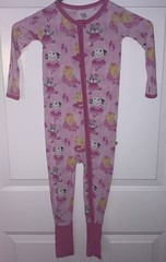 Birdie Bean 3T Bamboo Pink Dog&Cat Ballerina flip foot PJ onePiece.New w/o tags!