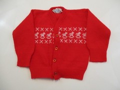 Vtg GOLDEN GATE of California Red White Rocking Horse Cardigan Sweater 6-12 mos
