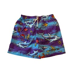 Vintage 1997 Dolphin Fish Print Baby Swim Trunks Purple Blue 12 Months RN 16954