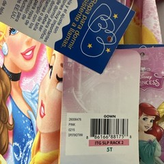 Princess Belle, Cinderella, Aurora Floral Butterfly Pink Satin Nightgown Size 5T