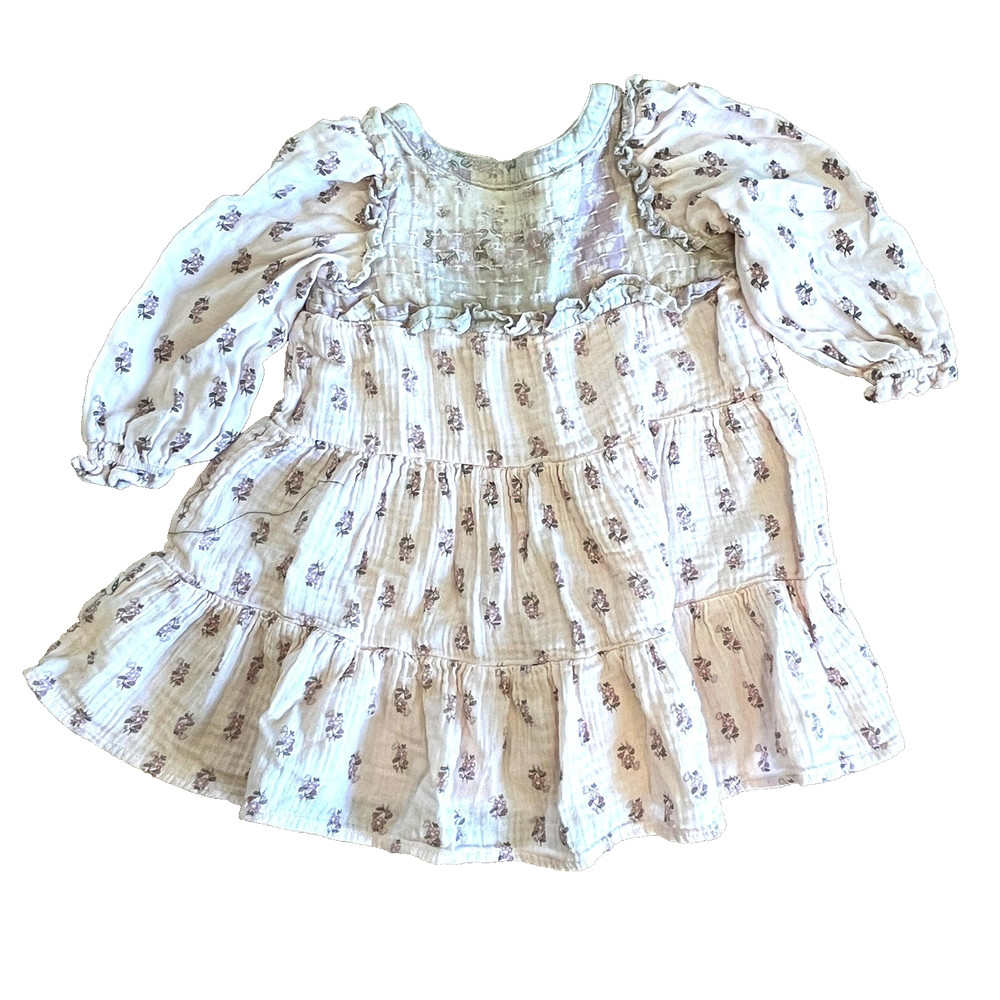 Easy Peasy Girl’s Cotton Dress Cottagecore 3T Tiered Gauze Prairie Ruffles