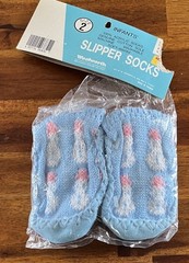 Vtg Pata Cake Blue Infant Slipper Socks Woolworth Made In Taiwan NIP *READ*