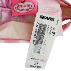 Vintage Y2K Strawberry Shortcake Swimsuit Size 2 T Pink Two Piece Tie Dyed NWT