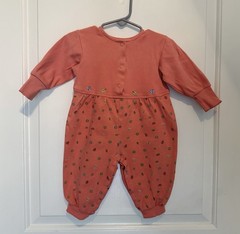 Vintage Gymboree Baby Girls Peach Flowers Romper 6-12 Months 1999 Rainbow Tag