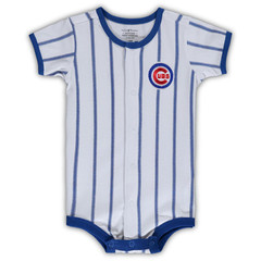 MLB Chicago Cubs 24M Cotton Jersey One Piece Bodysuit Pinstripe White Blue