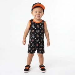 Harley-Davidson Romper Baby 18M Black Orange Biker Moto Grunge One Piece Outfit