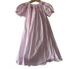 Petit Bebe Smocked Bishop Dress Easter Bunnies Pink Pinstripe Heirloom Size 4T