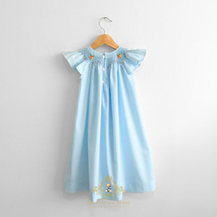 NWT Pretty Girls Embroidered Smocked Bishop Dress Spring & Summer Sky Blue 3T