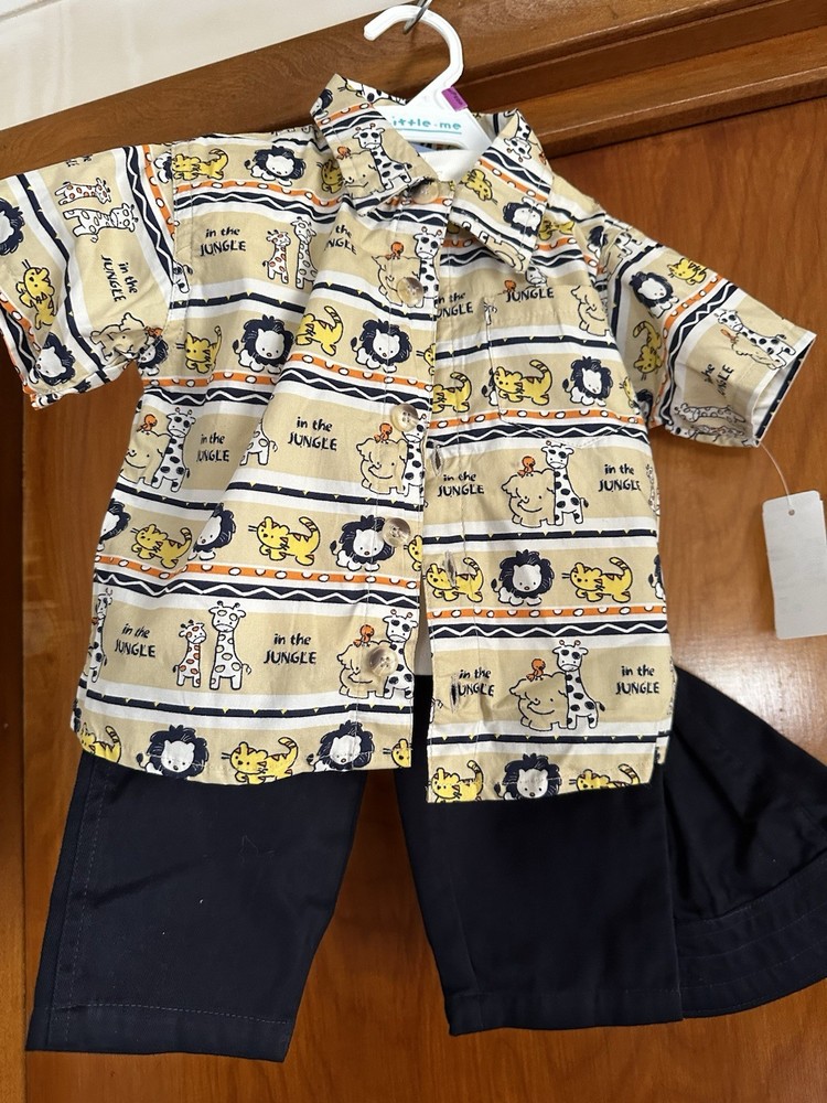 Cradle Togs 4 Pc Safari Outfit Shirt Tee Pants Hat NWT Jungle Animals 18M