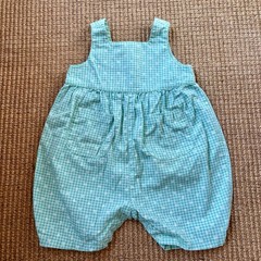 Vintage 90s Baby Gap Seafoam Gingham Bubble Romper Floral Small (3-6M)