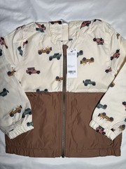 NWT Carter’s Boy 4T Vehicles Brown & Cream Windbreaker Zip Jacket with Hood