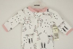 Lamaze Newborn White/Pink Long Sleeve Footed Zip Up Sleeper NWT