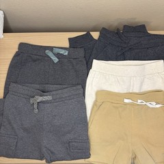 Unbranded 9-12 Mo 5 Piece Boys joggers Pants Shorts Gray/Tan/Cream