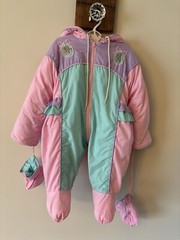 Vintage Quiltex Beatrix Potter Size 6M Peter Rabbit Baby Bunting Snowsuit Pink