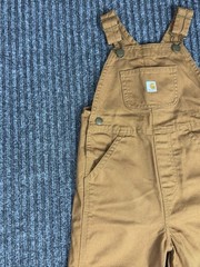 Carhartt Brown Duck Canvas Double Knee Toddler 4T Bib Overalls OX8609-B NWOT