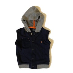 NAUTICA Toddler Size 3T Navy Gray Cotton Blend Sleeveless Hoodie