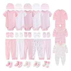 28 Pack Unisex Baby Layette Set Boy Girl Pants+Rompers+Short Sleeve Bodysuits…