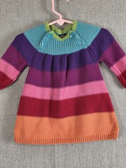 Baby Gap Girls Sweater Dress 3-6 Mos Rainbow Stripe Knit Long Retro Y2K Buttons