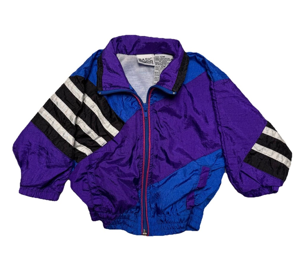 Basic Editions Vintage 90s Windbreaker Jacket Colorful Baby Boys Size 12M Months
