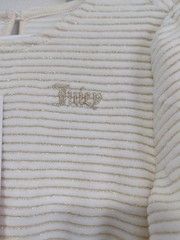 Juicy Couture Girls 3T White/Gold Striped Velour Fit & Flare Logo Dress