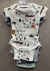 THREE Preemie One-Piece “Camping” Themed Short Sleeve Onesies, New With Tags!