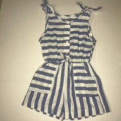 Toddler Girl Blue White Striped Romper Boutique Nautical Summer Sunsuit Pockets
