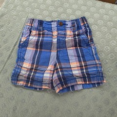 OshKosh Bgosh Baby Boys Blue Orange Plaid Cotton Shorts 9 Months 434-671
