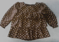 Healthtex Girl Dress 18 Months Black Tiered Ruffle Layered w/Gold Dots EC