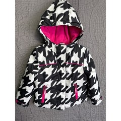 Cherokee Toddler Girls 18M Houndstooth Winter Jacket Pink Lined Hooded Warm